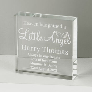 Personalised Little Angel Memorial Crystal Token, 2 of 4