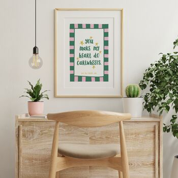 You Make My Heart Do Cartwheels Personalised Valentine’s Print, 2 of 6