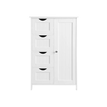 White Wooden Storage Cabinet With Four Drawers, 4 of 6