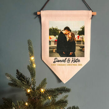 First Engaged Christmas Photo Decoration Banner, 2 of 6