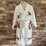 Organic Short Cotton Kimono: White With Cheetah, thumbnail 3 of 4
