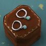 Sterling Silver Hoops With Tiny Dangling 3mm Green Opal, thumbnail 7 of 12