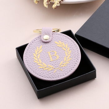 Personalised Initial Leather Round Key Ring, 3 of 8