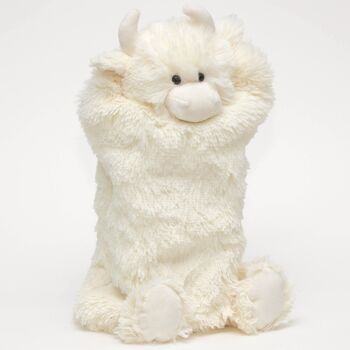 Cream Highland Cow Personalised Hot Water Bottle, Boxed, 3 of 5