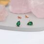 Sterling Silver Emerald Green Droplet Stud Earrings, thumbnail 4 of 12