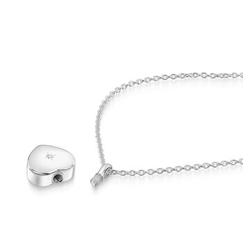 Diamond Set Heart Urn Necklace 925 Silver, 2 of 5