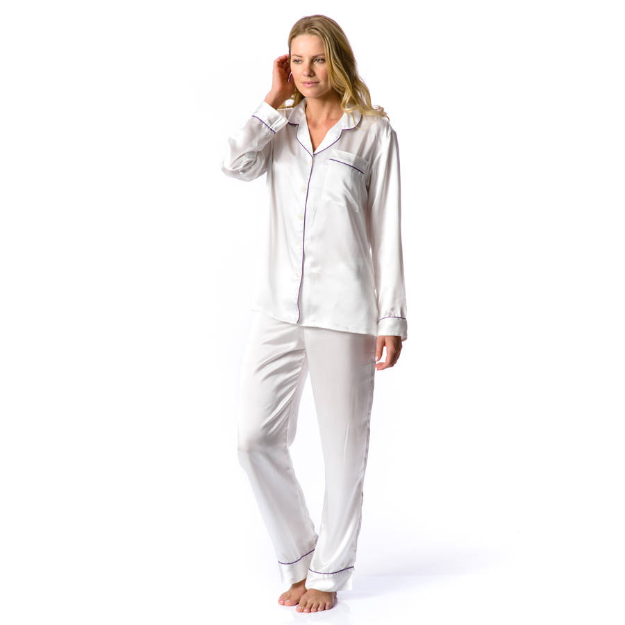 ladies ivory silk pyjamas by pj pan | notonthehighstreet.com
