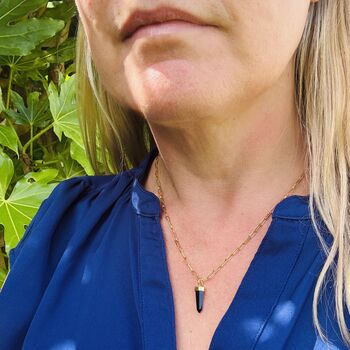 The En Pointe Black Tourmaline Gemstone Necklace, Gold, 6 of 12