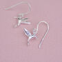 Sterling Silver Mini Hummingbird Drop Earrings, thumbnail 3 of 6