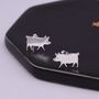 Cute Little Pig Stud Earrings In Sterling Silver, thumbnail 5 of 12