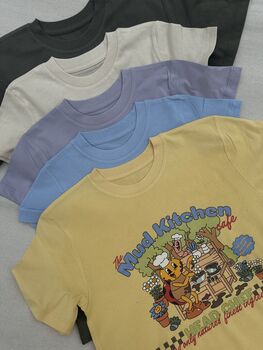 Mud Kitchen Kids T Shirt The Mud Kitchen Cafe Fun Retro Kids Top, 11 of 11
