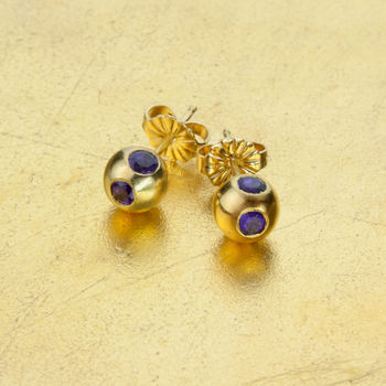 Gold Gemset Orb Earrings, 8 of 8