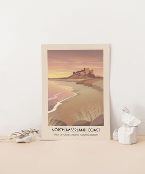Northumberland Coast Aonb Travel Poster Art Print, 3 of 8