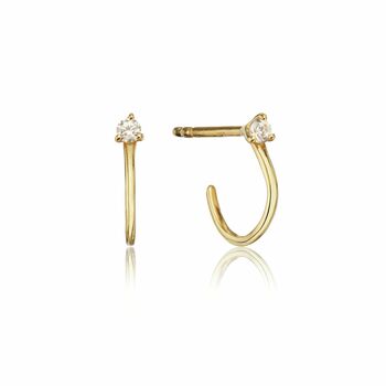 Gold Or Silver Diamond Style Lobe Hoop Stud Earrings, 3 of 6