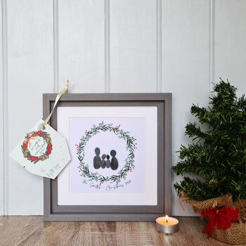 Personalised Christmas Wreath Pebble Family, 4 of 5