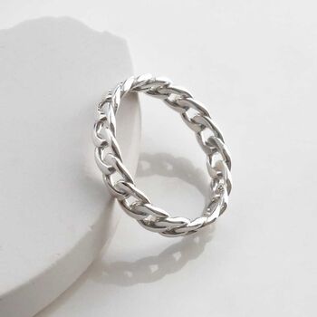 Sterling Silver Curb Chain Ring, 4 of 7