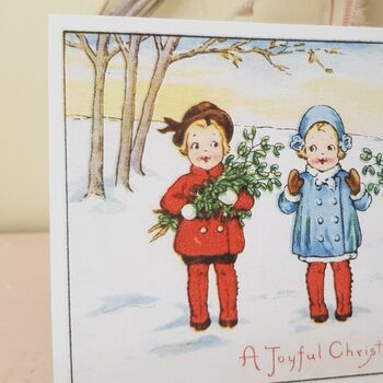 Vintage Style Hand Printed Christmas Card, 4 of 8