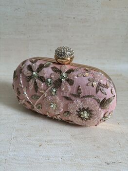 Pink Embroidered Handcrafted Clutch Bag, 5 of 12