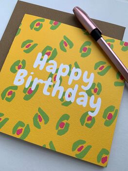 Green Leopard Print Happy Birthday Card, 2 of 3
