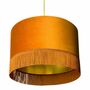 Rust Velvet Lampshades With Gold Lining With Fringing, thumbnail 5 of 12