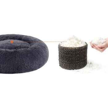 50cm Dark Grey Soft Plush Donut Dog Cat Bed Cushion, 6 of 8