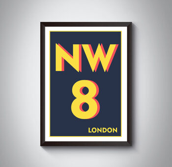 Nw8 Camden London Typography Postcode Print, 9 of 11