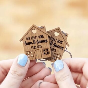 Our First Home Housewarming Keyrings For New Home Owner, 6 of 7