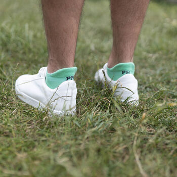 Retro Stripe Cream And Organic Green Men's Trainer Socks, 3 of 9