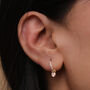 18 K Gold Plated Baby Pink Heart Huggie Earrings, thumbnail 3 of 8