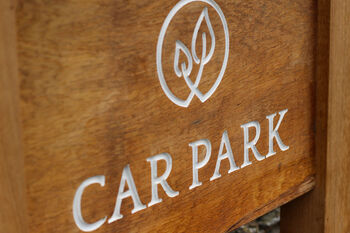 Engraved Live Edge Oak Wooden Sign | Statement Entrance Sign | Wide Slab Natural Chunky Shop Signage |Campsite Estate Signs, 12 of 12