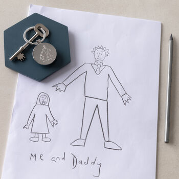 Personalised Daddy And Me Childs Drawing Keyring, 2 of 5