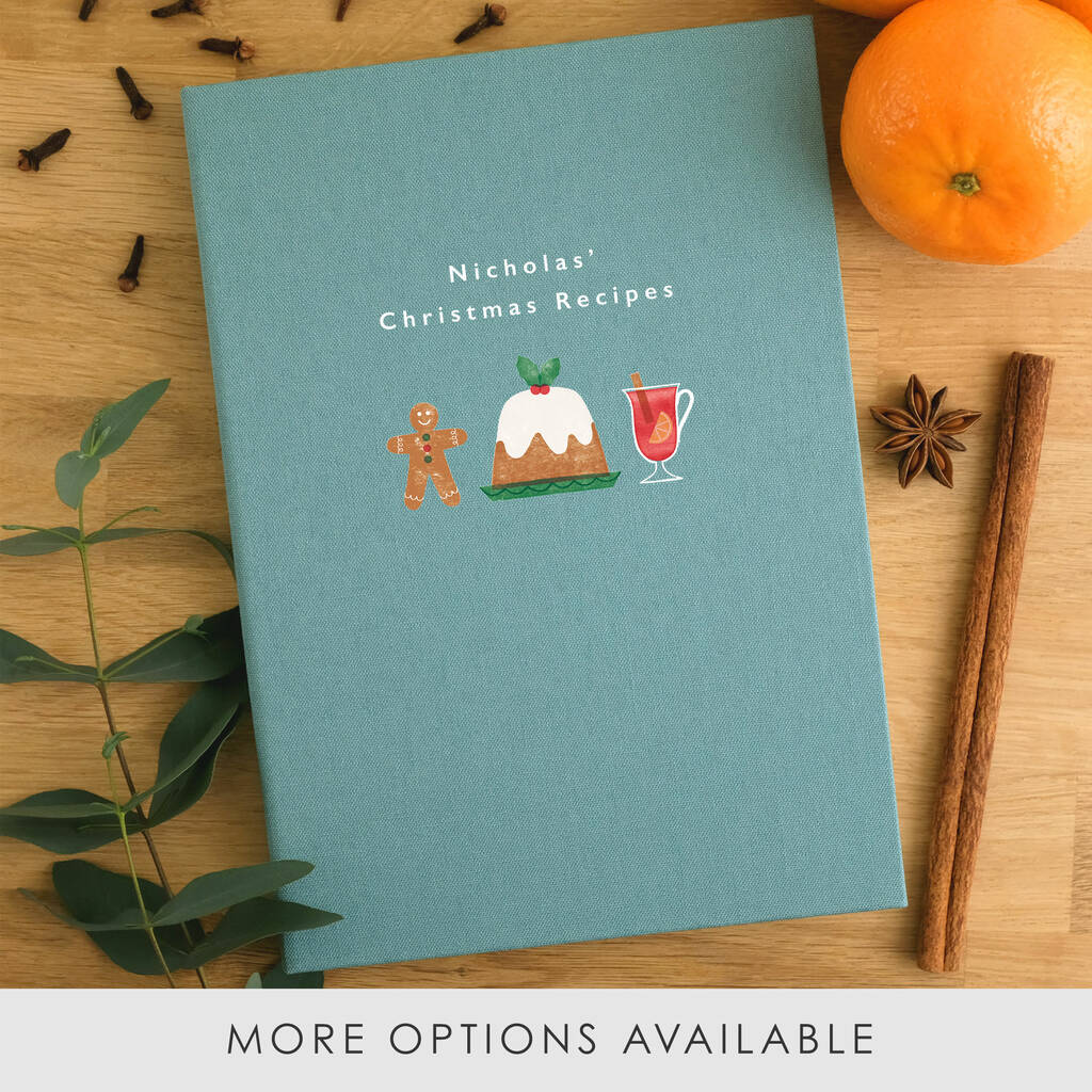Personalised Christmas Recipes A5 Cloth Bound Notebook, 1 of 8