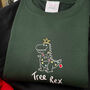 Embroidered 'Tree Rex' Christmas Jumper, thumbnail 3 of 6