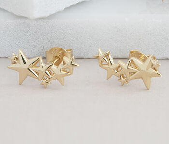 Multi Star Stud Earrings In Silver Or Gold Vermeil, 2 of 6