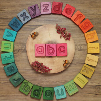 Handcrafted Wooden Alphabet Cuboids In Rainbow, 2 of 11