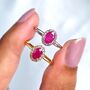 Natural Ruby Ring In Sterling Silver And Gold Vermeil, thumbnail 3 of 11