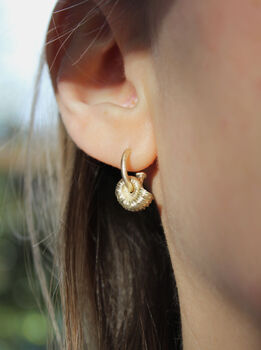 Solid Gold Ammonite Hoops, 4 of 4