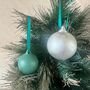 Green And Silver Christmas Baubles Set Of Six, thumbnail 1 of 7