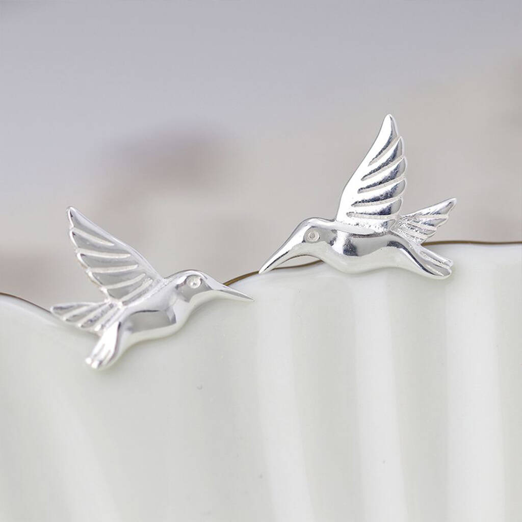 Sterling Silver Birds In Flight Stud Earrings By Songs of Ink and Steel ...