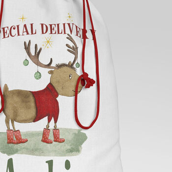 Whimsical Reindeer Christmas Sack, 4 of 4