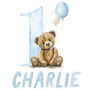 Personalised 1st Birthday Tracksuit Blue Teddy One Today, thumbnail 2 of 5