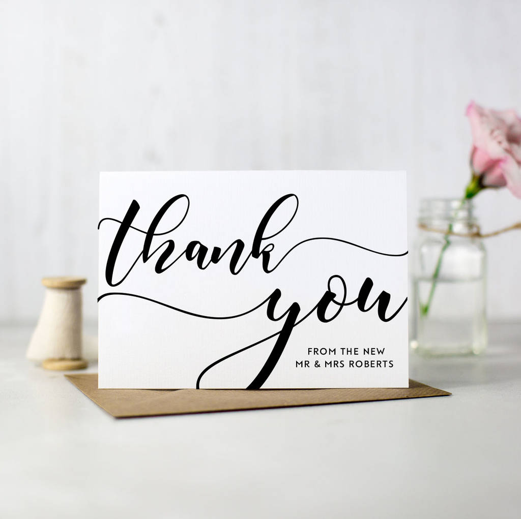 Pack Of 10 Personalised Wedding Thank You Cards By Here's To Us