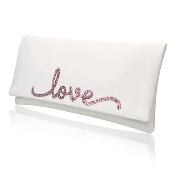 Love Bridal Clutch With Flourish Font, 4 of 5