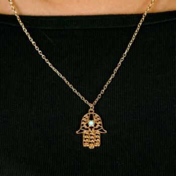 Hamsa Hand Gold Plated And Silver Plated Necklace, 2 of 3