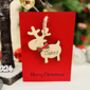 Personalised Reindeer Bauble Christmas Card Wooden, thumbnail 1 of 9