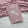 Dusky Pink Passport Invitation With Acrylic Plane Charms For Destination Wedding, thumbnail 2 of 9