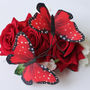 Red Velvet Rose Butterfly Hairclip, thumbnail 2 of 5