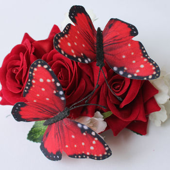 Red Velvet Rose Butterfly Hairclip, 2 of 5