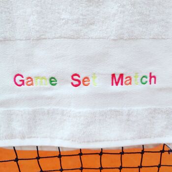 Personalised Game Set Match Tennis Towel, 2 of 5