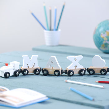 Personalised White Wooden Name Train, 5 of 11